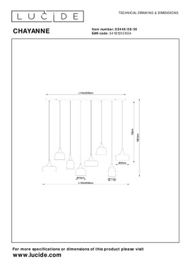 Lucide CHAYANNE - Závesné svietidlo - 8xE14 - Čierne